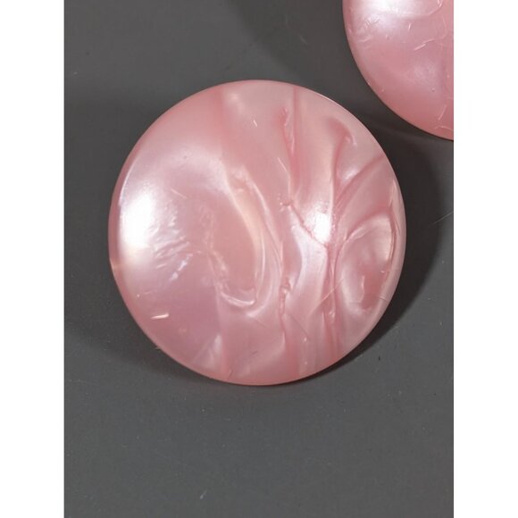 Vintage Pink Swirl Lucite Round Dome Pierced Earrings - Picture 5 of 8